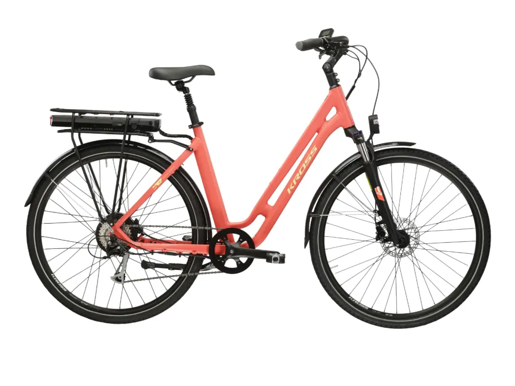 [KRSH2Z28X18U004392] KROSS Elcykel Cityhybrid Sentio Hybrid 2.0 Korall/Gul